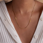 Duo Initial Necklace in Box Chain Silver 18K Gold Plated