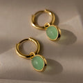 Jade Drop Hoops Silver 18K Gold Plated