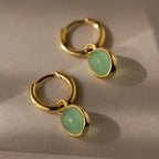 Jade Drop Hoops Silver 18K Gold Plated