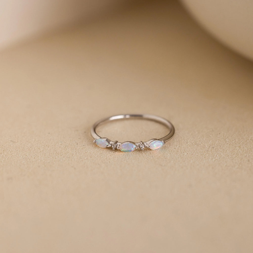 Alessia Trio Opal Ring Silver 18K Gold Plated