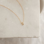 Pave Initial Necklace Silver 18K Gold Plated