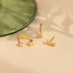Diamond Earrings Set Silver 18K Gold Plated
