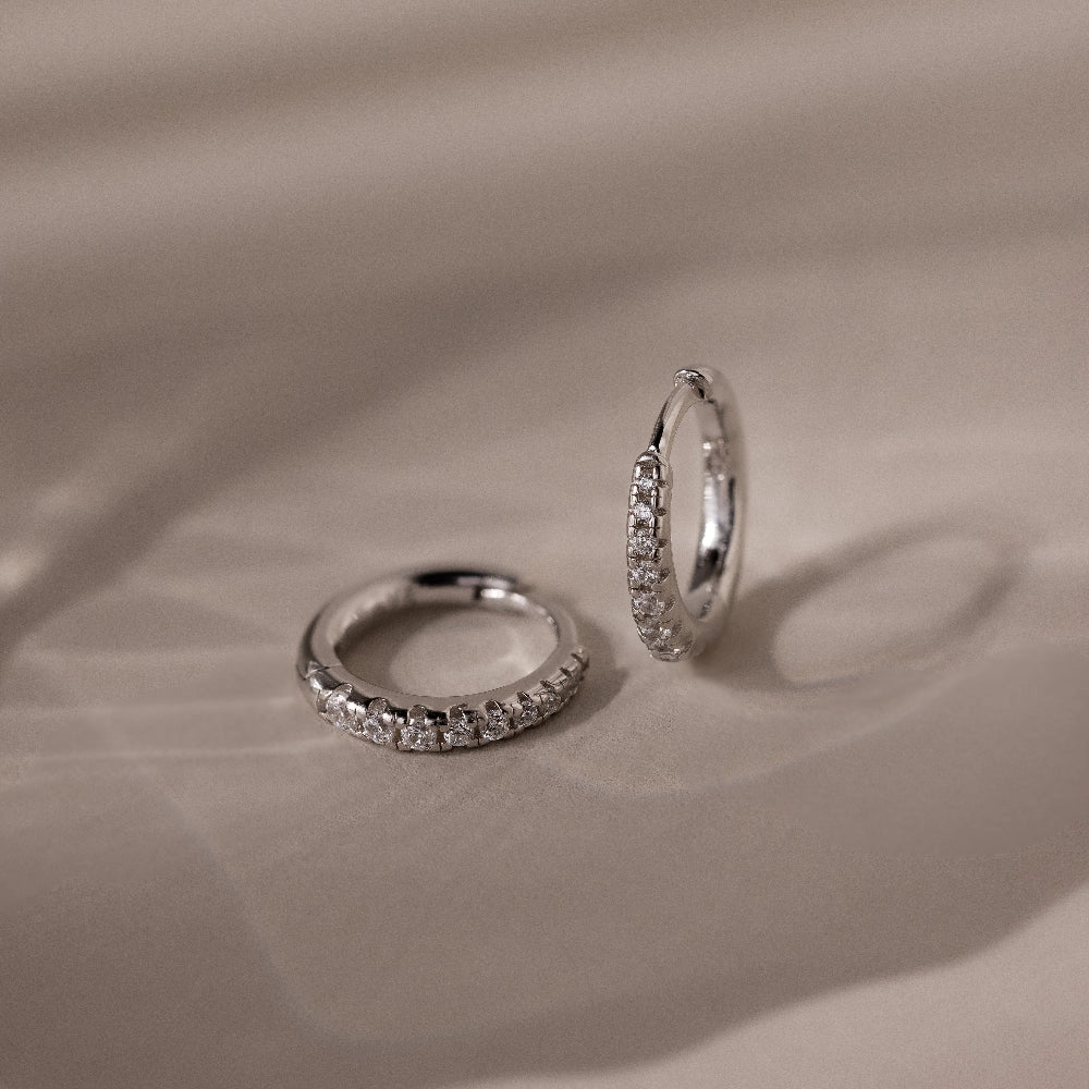Diamonds Vera Pave Huggies Silver 18K Gold Plated