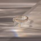 Linked Initial Diamond Ring Set Silver 18K Gold Plated