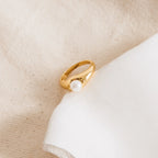 Freshwater Pearl Signet Ring Silver 18K Gold Plated