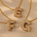 Personalized Puffy Initial Necklace with Pave Diamonds