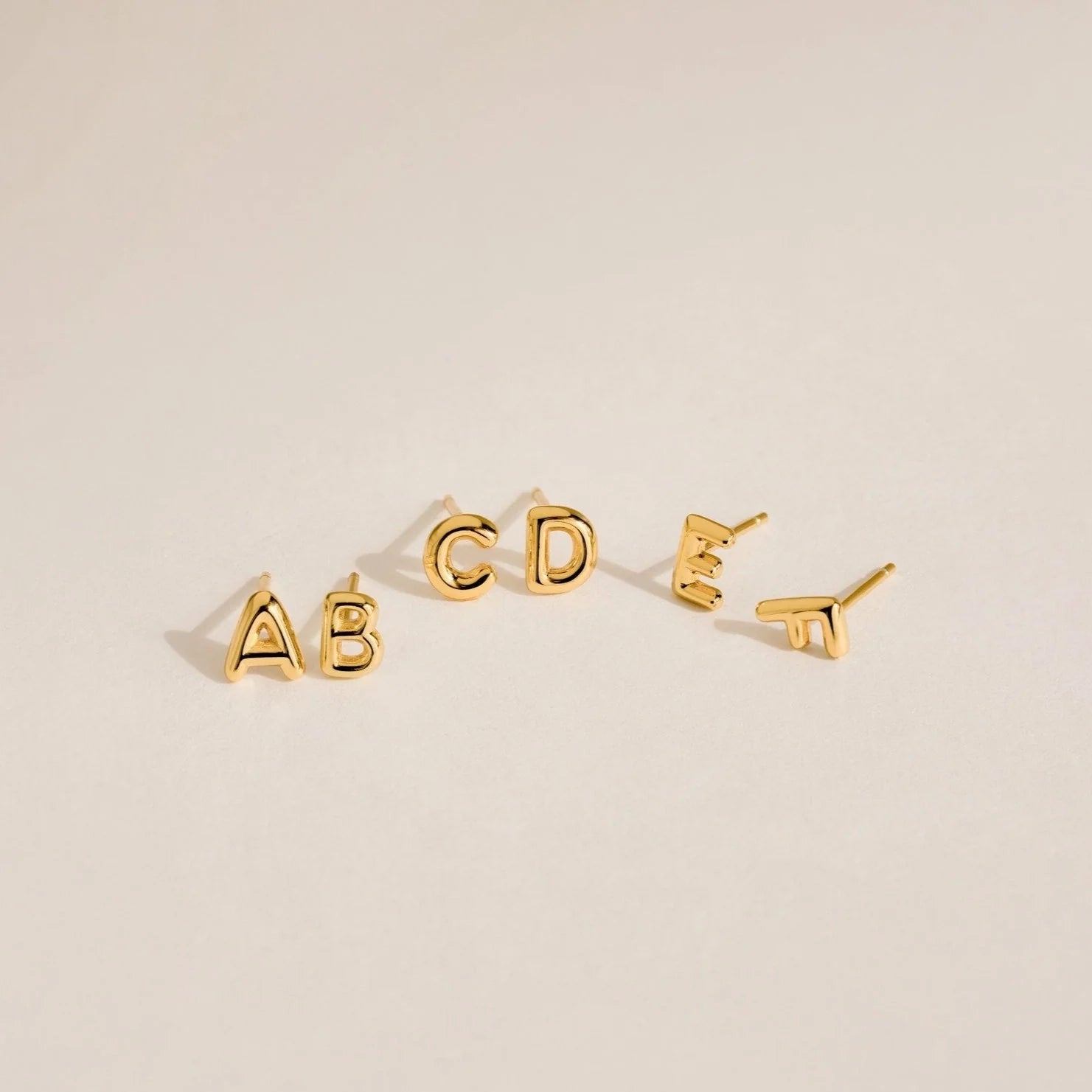 Bubble Letter Studs Silver 18K Gold Plated
