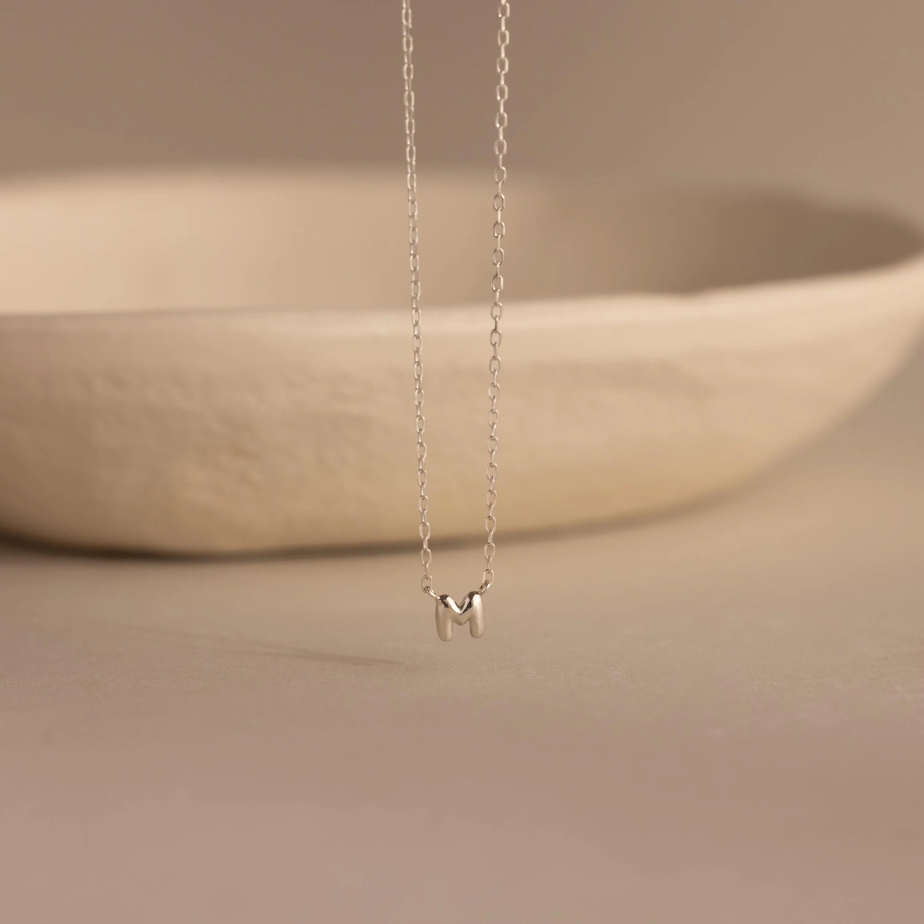 Dainty Bubble Initial Necklace Silver 18K Gold Plated
