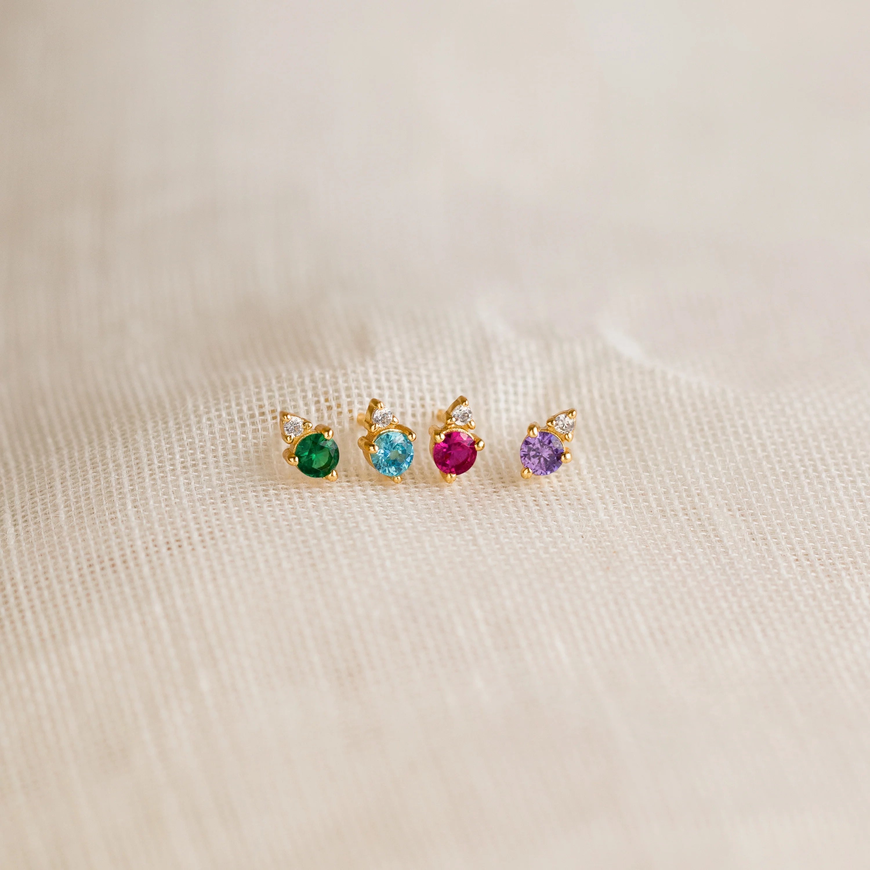 Raindrop Garnet Studs Silver 18K Gold Plated