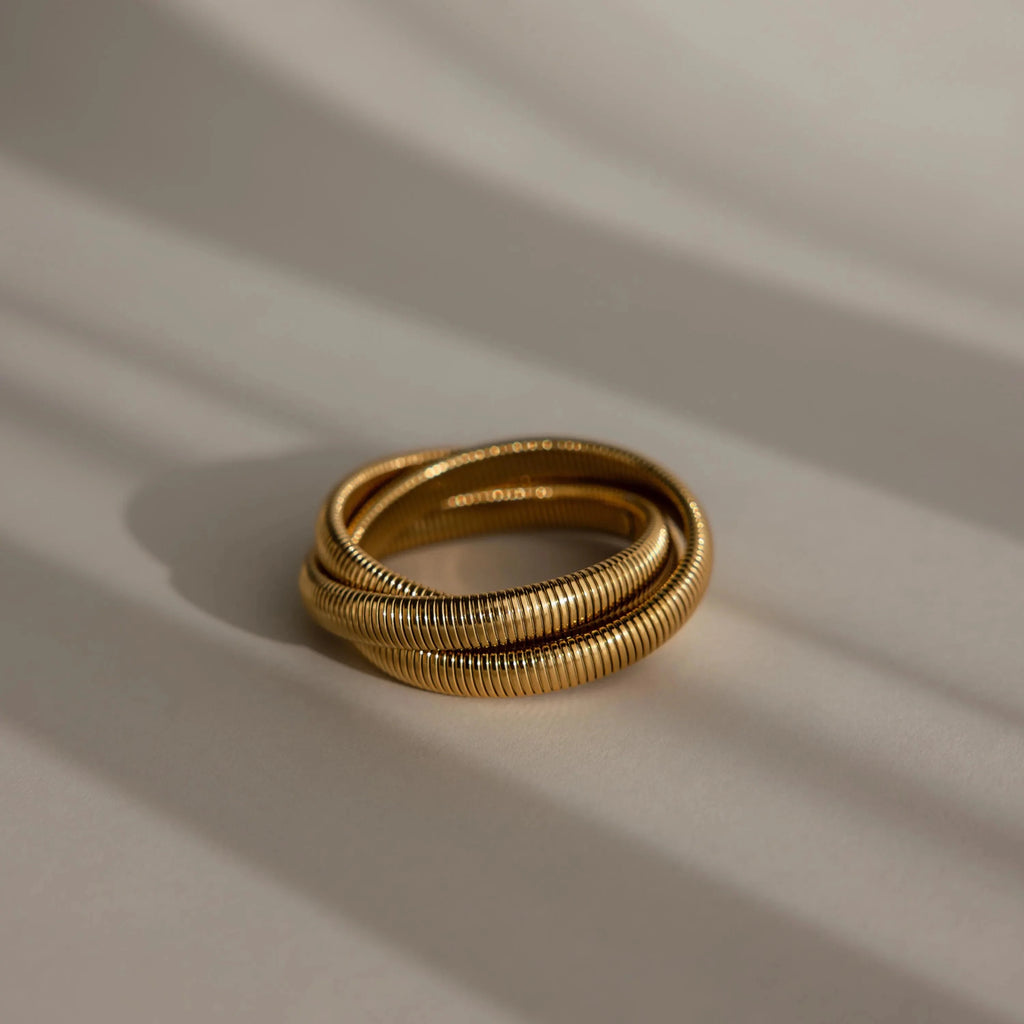 Ribbed Infinity Bangle Silver 18K Gold Plated