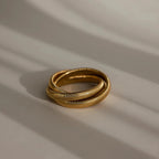 Ribbed Infinity Bangle Silver 18K Gold Plated