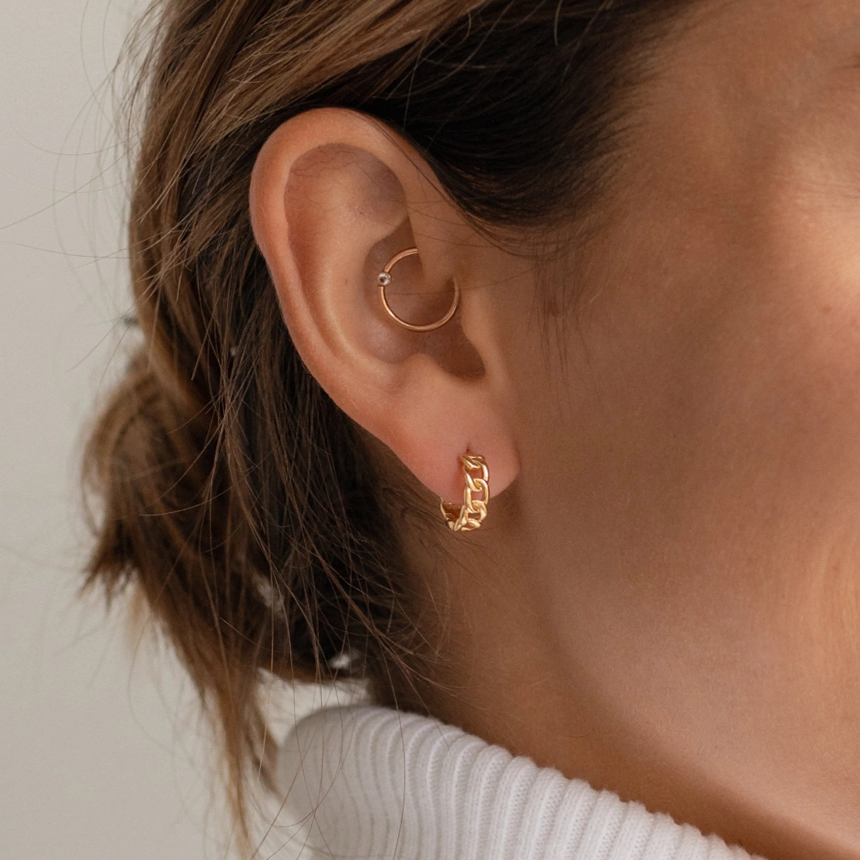 Curb Huggies Silver 18K Gold Plated