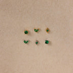 Emerald Flat Back Earring Set Silver 18K Gold Plated