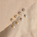 Diamond Pearl Ear Jackets Silver 18K Gold Plated