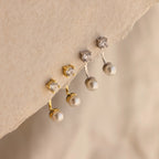 Diamond Pearl Ear Jackets Silver 18K Gold Plated