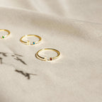Modern Initial Birthstone Ring Silver 18K Gold Plated