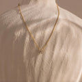 Diamond Bow Necklace Silver 18K Gold Plated