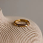 Birthstone Tennis Ring Set Silver 18K Gold Plated