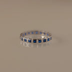 Eternity Bezel Sapphire Ring Silver 18K Gold Plated