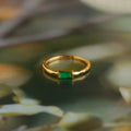 Jade Baguette Ring Silver 18K Gold Plated