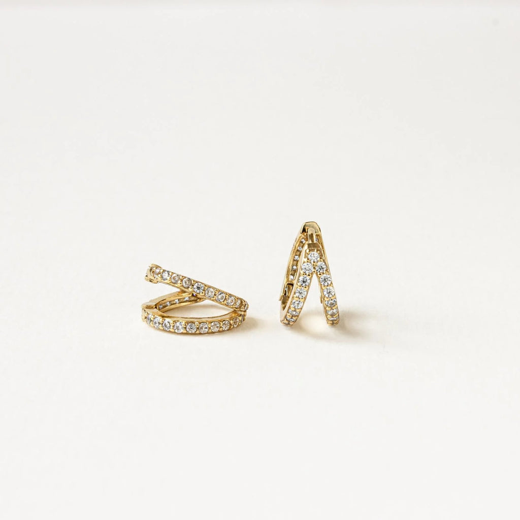 Esther Duo Pave Huggies Silver 18K Gold Plated