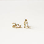 Esther Duo Pave Huggies Silver 18K Gold Plated