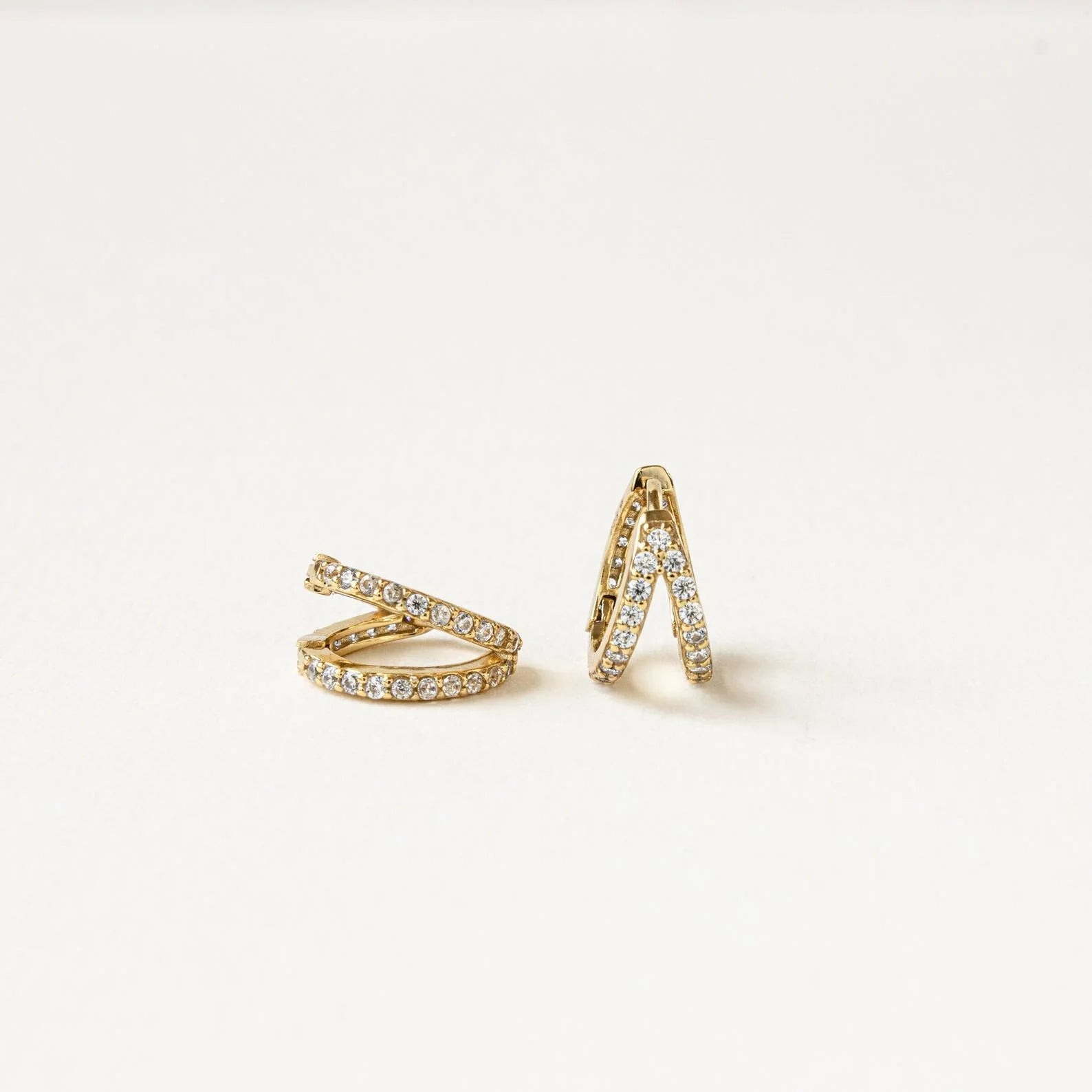 Esther Duo Pave Huggies Silver 18K Gold Plated