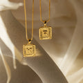 Initial Rectangle Pendant Necklace Silver 18K Gold Plated