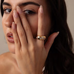 Diamond Confetti Signet Ring Silver 18K Gold Plated