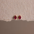 Ruby Flat Back Stud Earrings Silver 18K Gold Plated