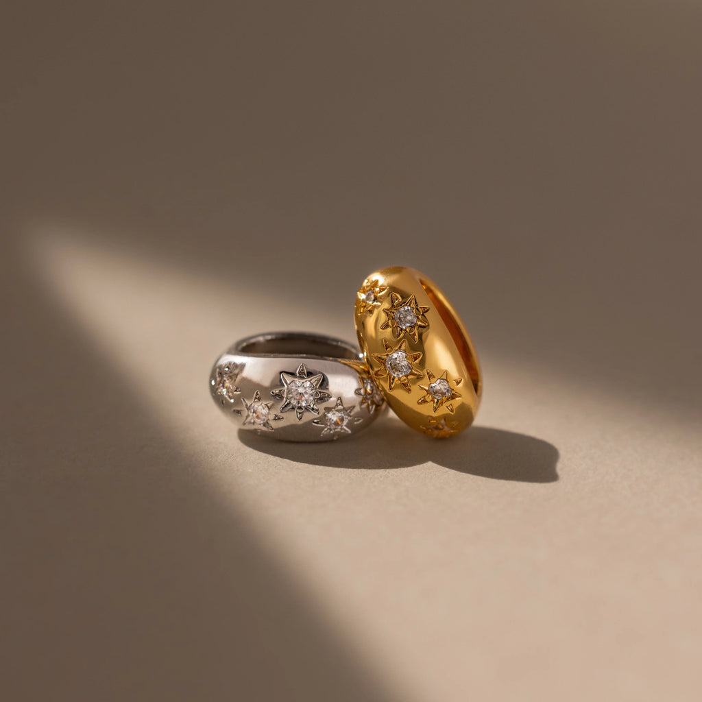 Sprinkle Diamond Dome Spacer Charm Silver 18K Gold Plated
