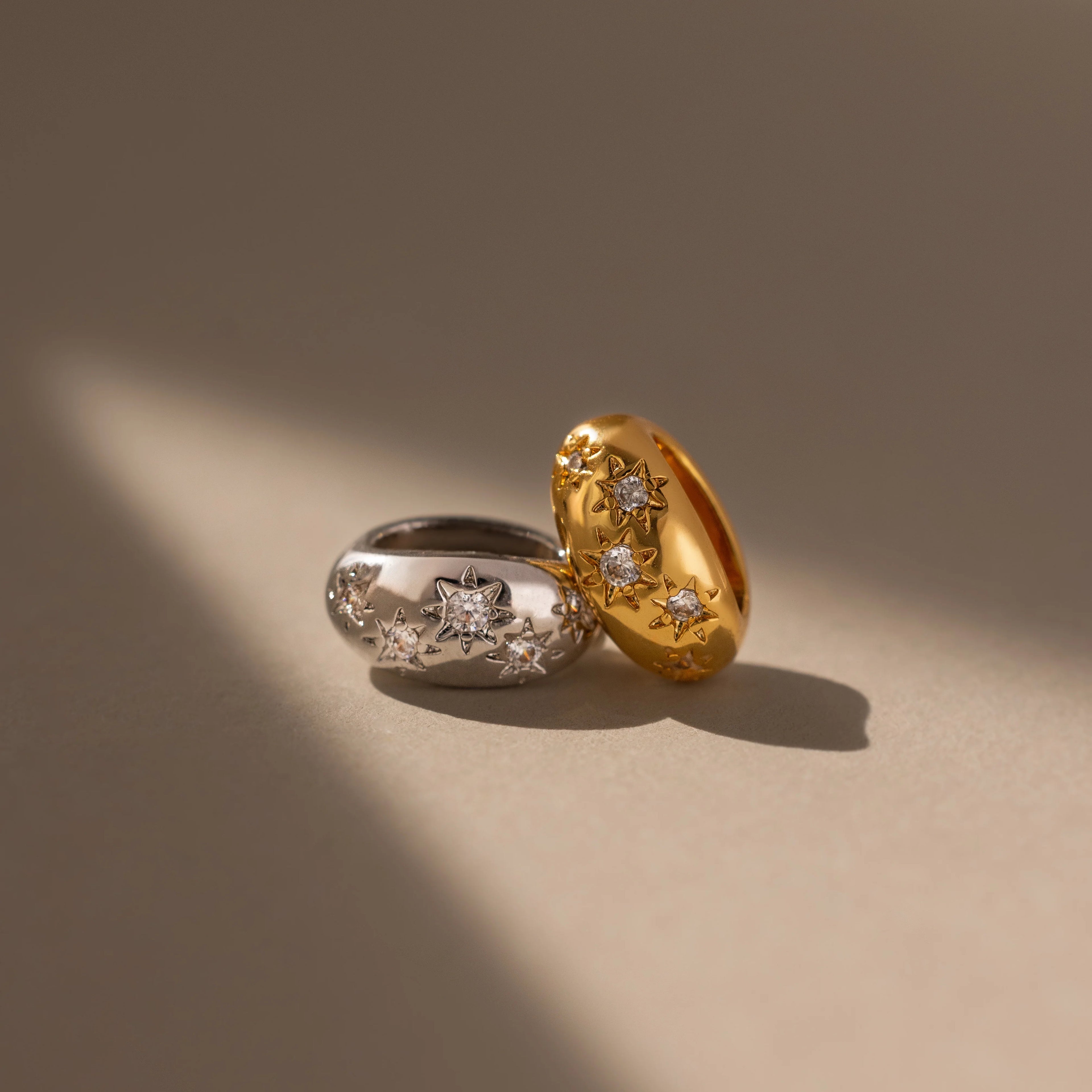 Sprinkle Diamond Dome Spacer Charm Silver 18K Gold Plated