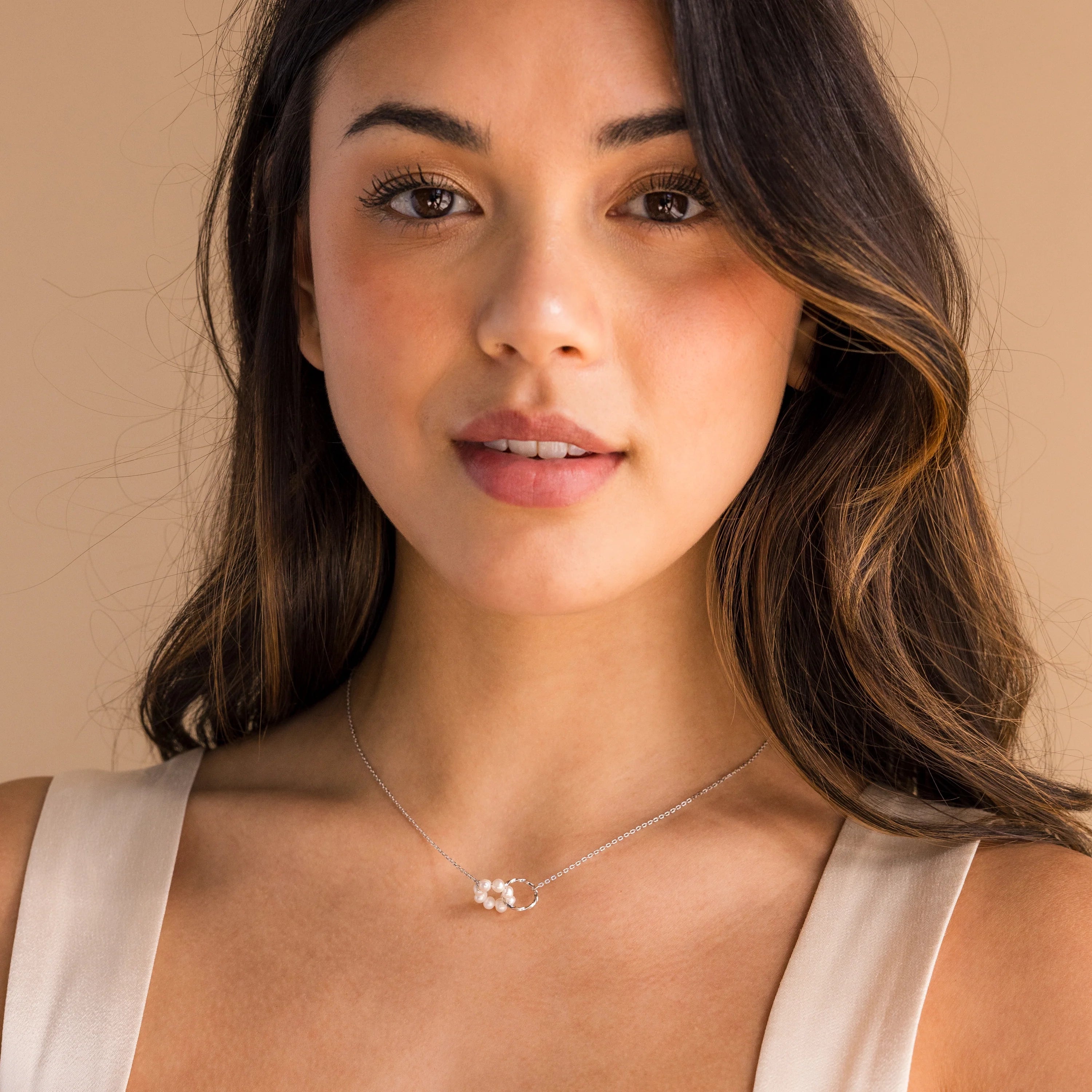 Beaded Pearl  Charm  Necklace Silver 18K Gold Plated