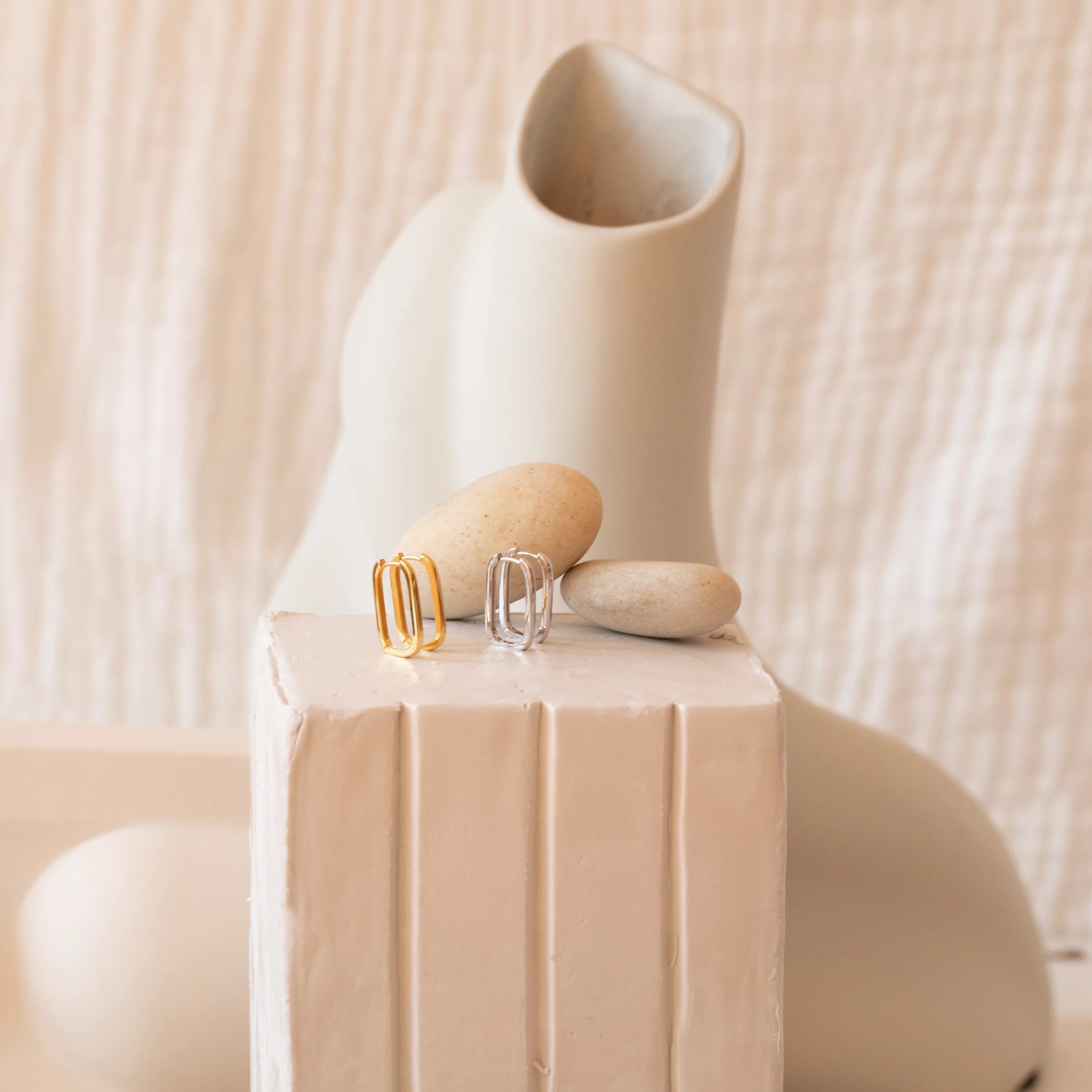 Nina Link Earrings in Rose Gold Silver 18K Gold Plated
