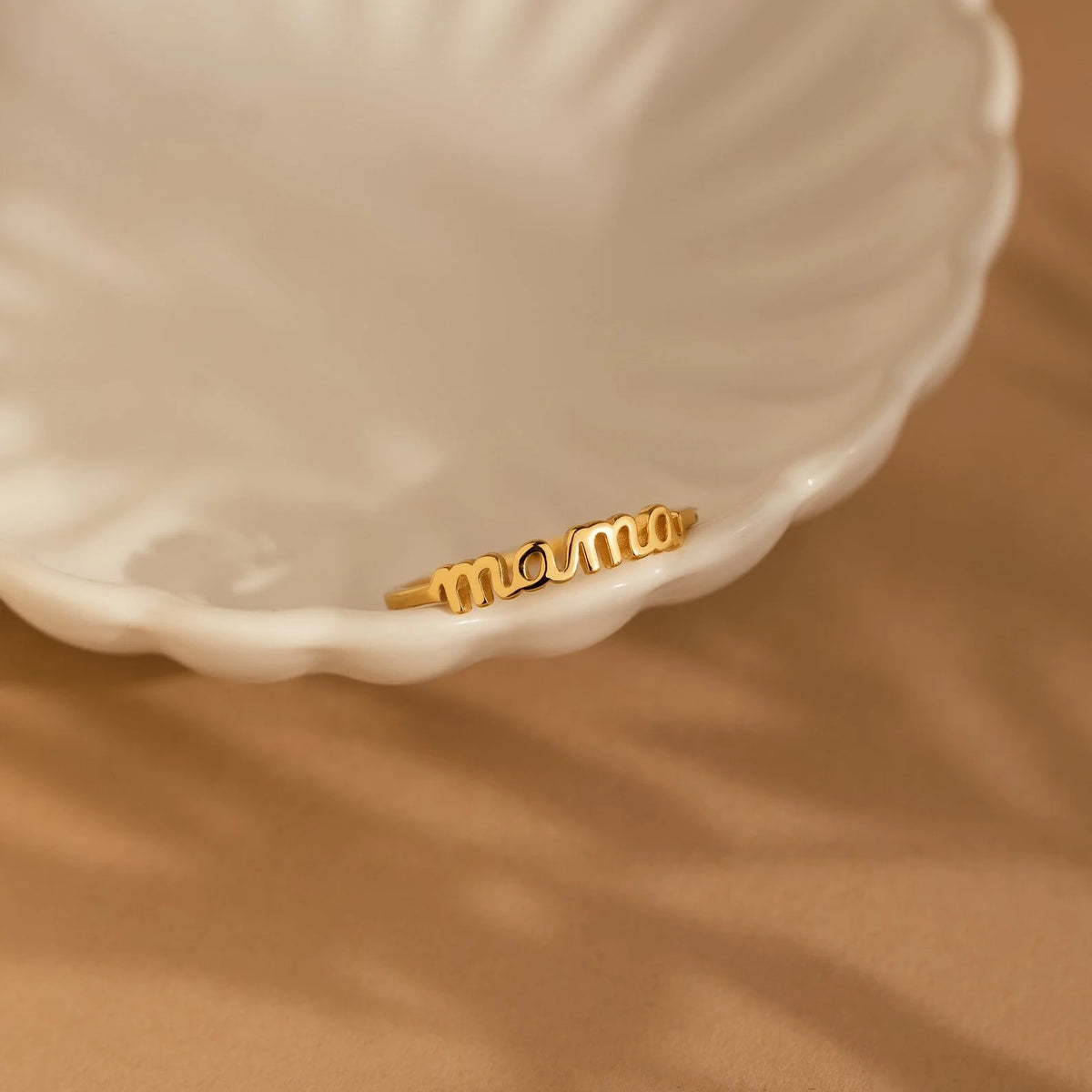 Dainty Mama Ring Silver 18K Gold Plated