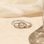 Diamond Stacking Ring Set Silver 18K Gold Plated