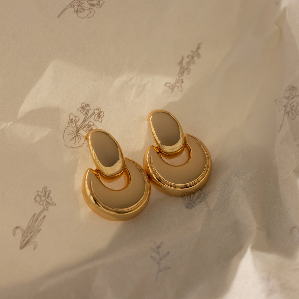 Eclipse Dome Studs  Silver 18K Gold Plated