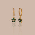 Malachite Blossom Drop Huggies Silver 18K Gold Plated