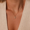 Opal Cross Necklace Silver 18K Gold Plated
