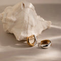 Bold Mixed Metal Huggies Silver 18K Gold Plated