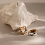 Bold Mixed Metal Huggies Silver 18K Gold Plated