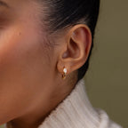 Organic Diamond Teardrop Hoops Silver 18K Gold Plated