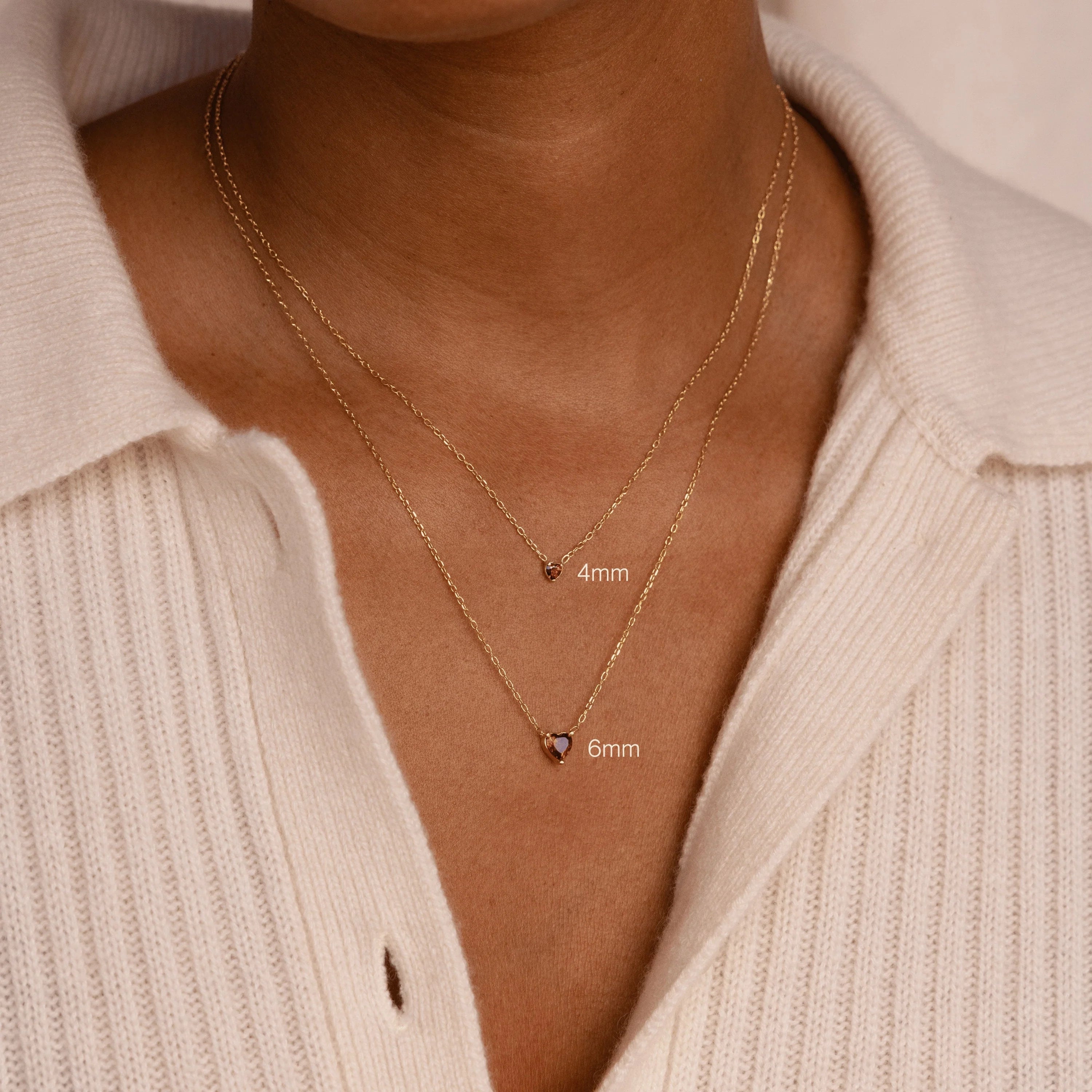 Heart Birthstone Necklace Silver 18K Gold Plated