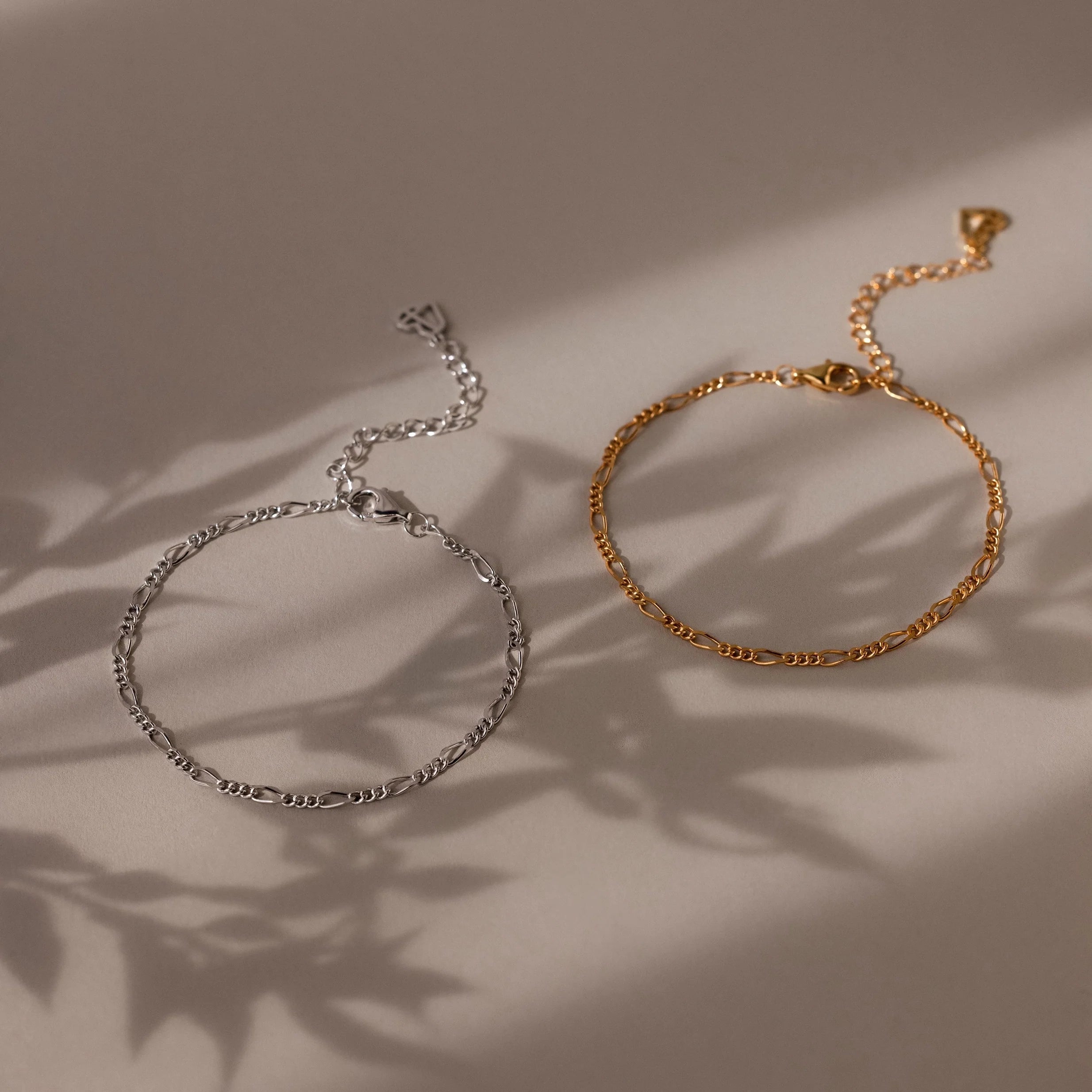 Figaro Bracelet Silver 18K Gold Plated