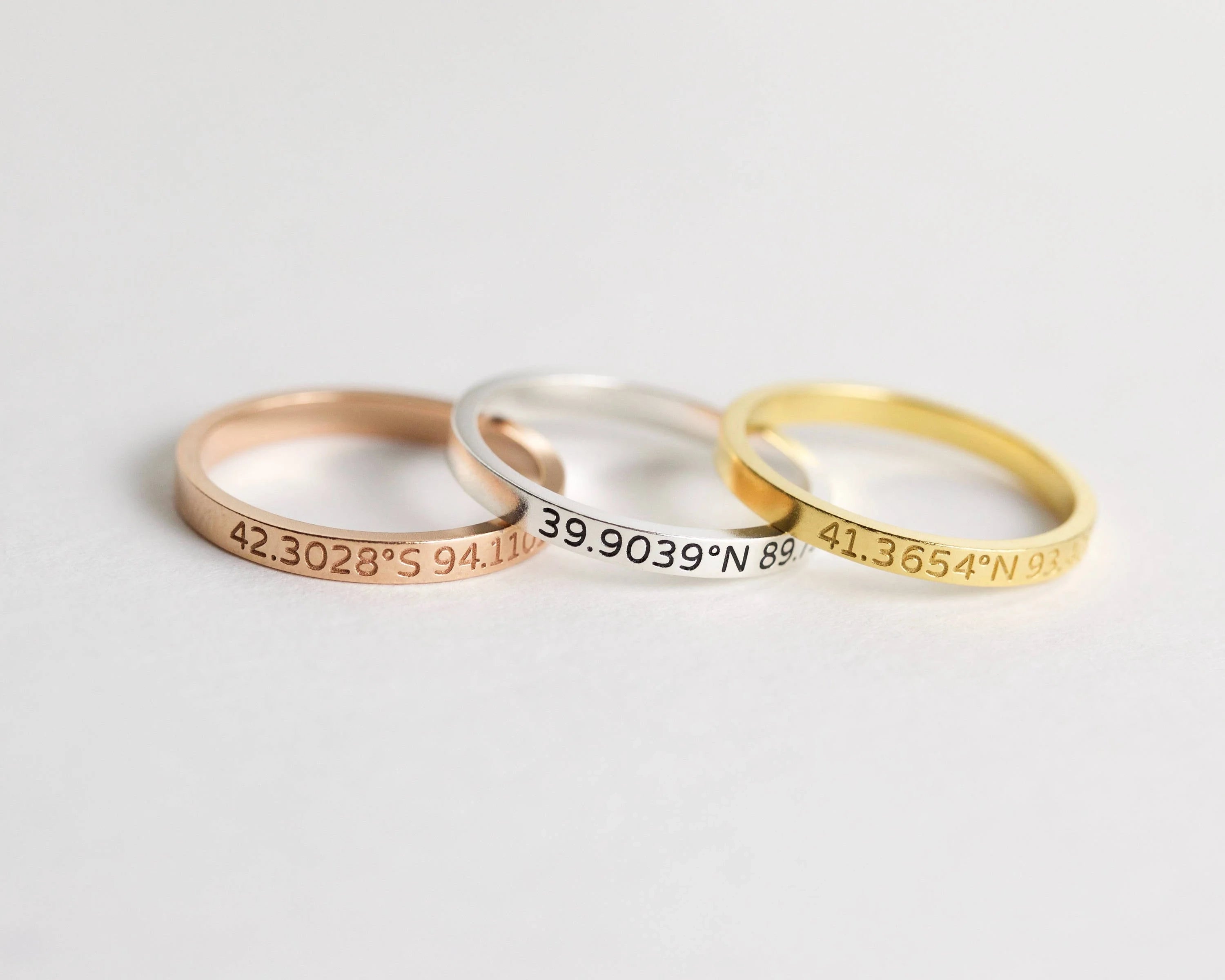 Coordinates Band Silver 18K Gold Plated