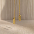 Old English Oval Tag Necklace Silver 18K Gold Plated
