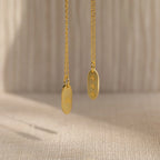 Old English Oval Tag Necklace Silver 18K Gold Plated