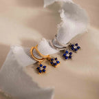 Sapphire Blossom Drop Huggies Silver 18K Gold Plated