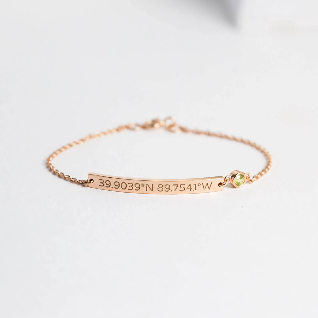 Thin Coordinates Bar Bracelet Silver 18K Gold Plated