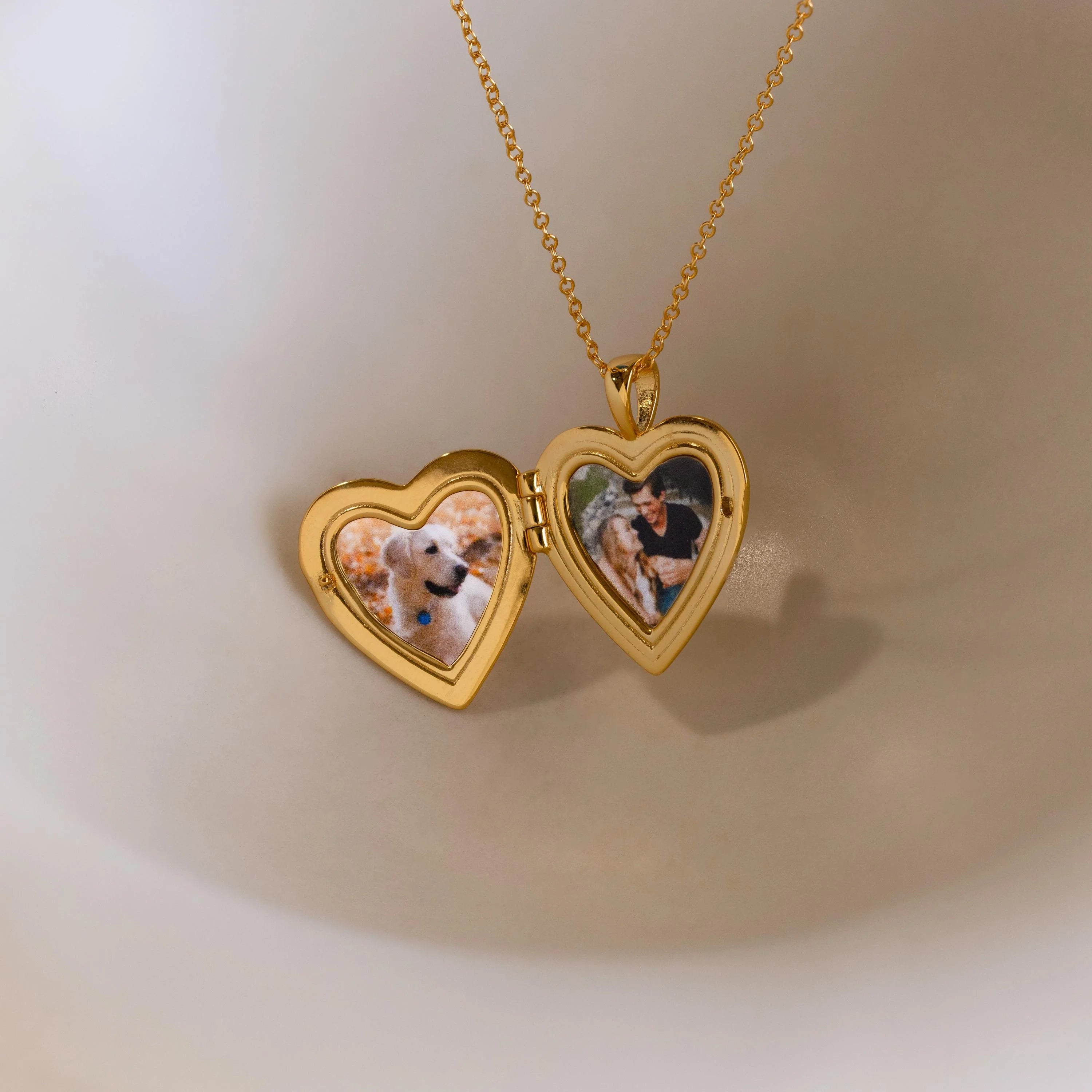 Diamond North Star Heart Locket Necklace Silver 18K Gold Plated